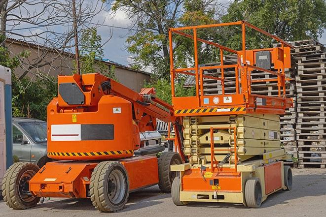 industrial forklift in use at a fully-stocked warehouse in Metuchen NJ